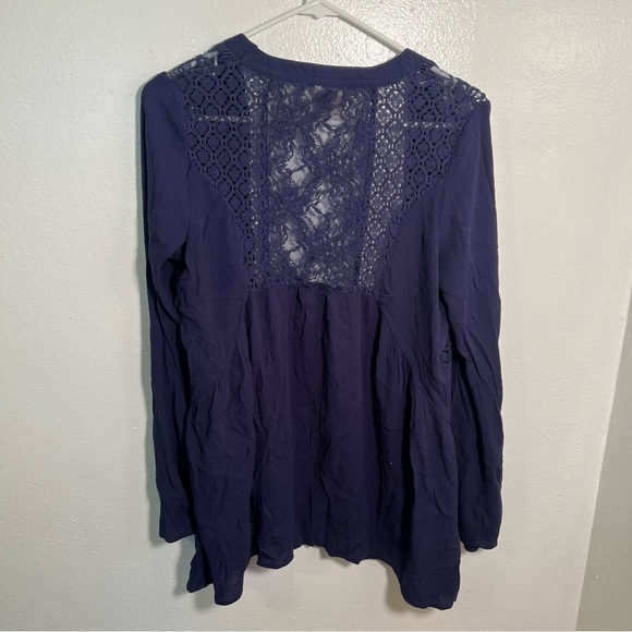Knox Rose Open Front Cardigan Navy Blue Crochet Lace M - Picture 5 of 9